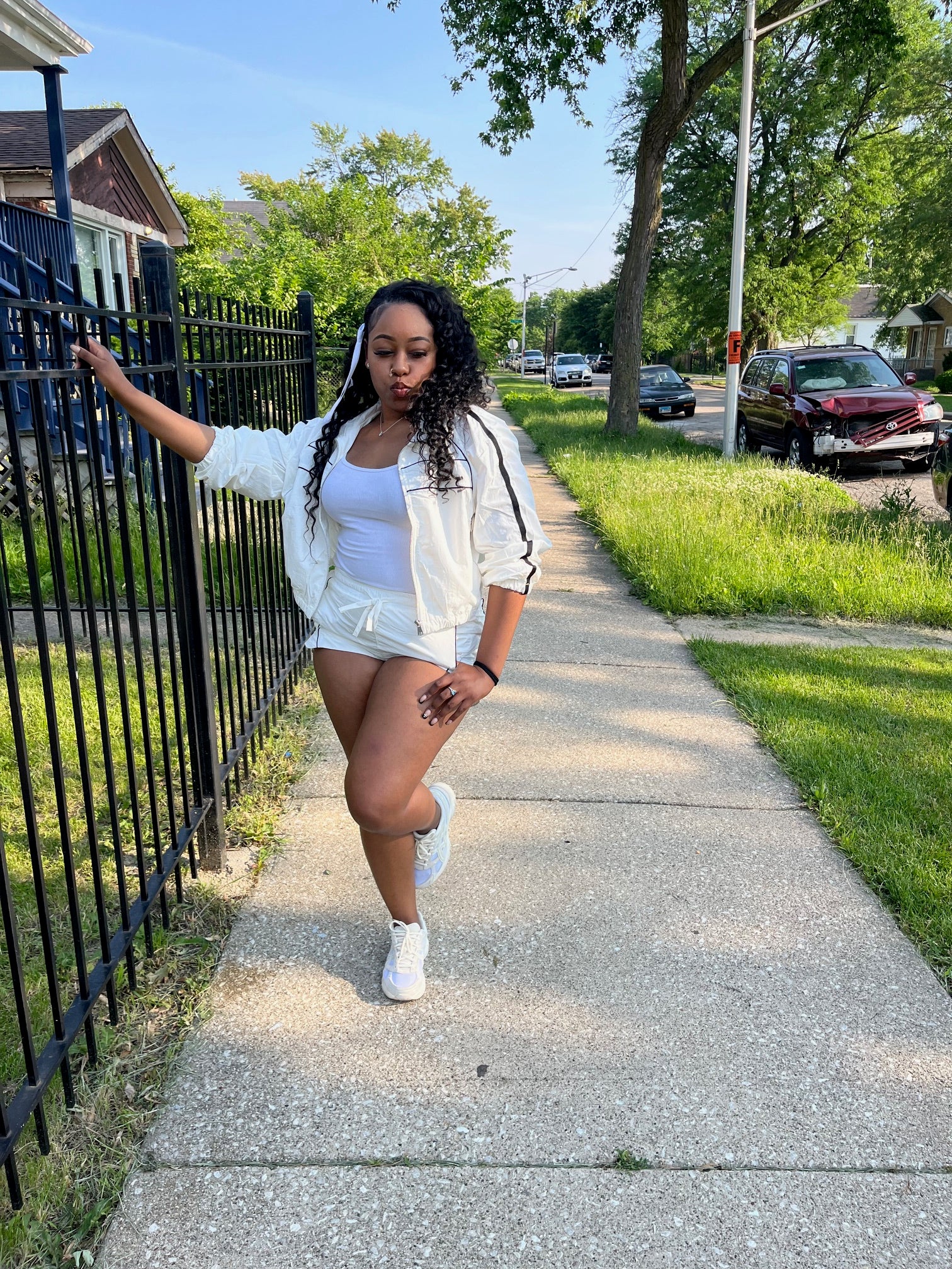 Side striped jacket and short set