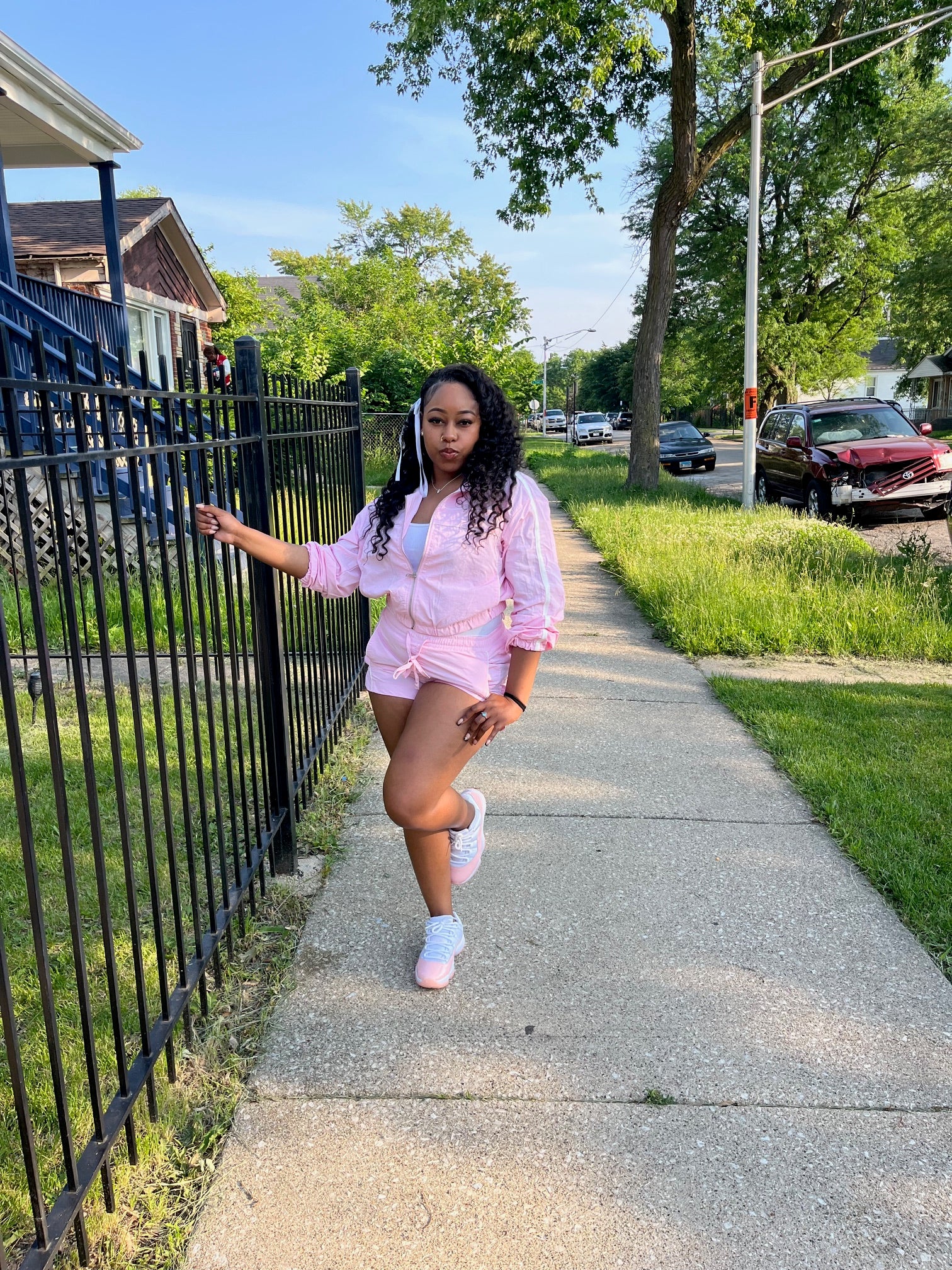 Side striped jacket and short set